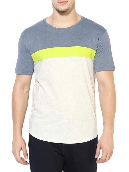 white cotton color block t-shirt - 14433271 - Very Small Image - 1