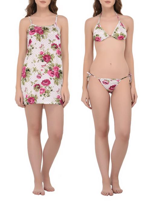 floral sleepshirt with bikini set - 14434705 - Very Small Image - 1