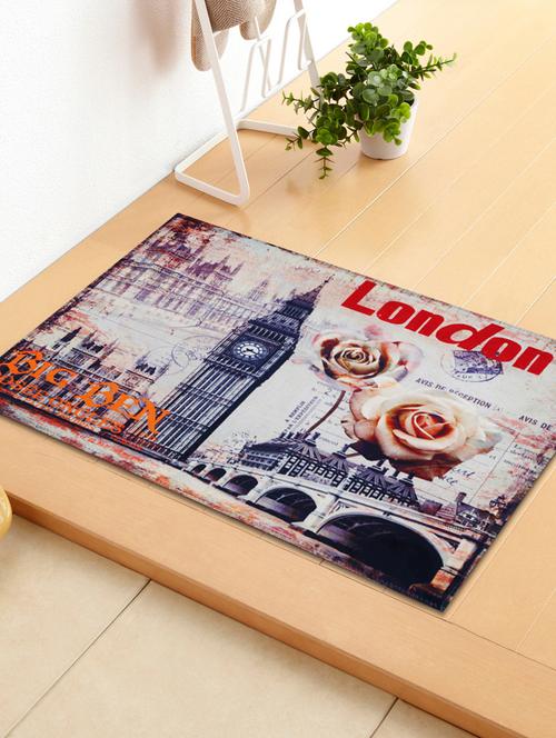 story@home designer big ban roses cotton blend doormat - 16"x24", multicolour - 14435150 - Very Small Image - 1