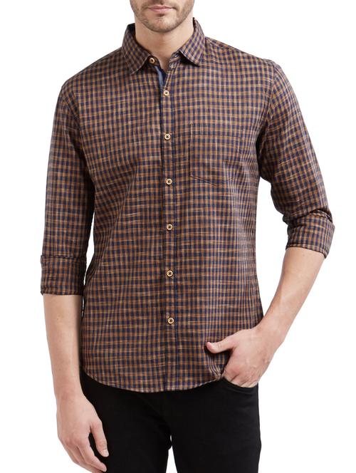 brown cotton casual shirt - 14435477 - Very Small Image - 1