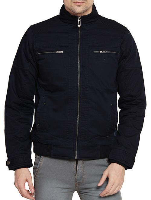 navy blue nylon casual jacket - 14435932 - Very Small Image - 1