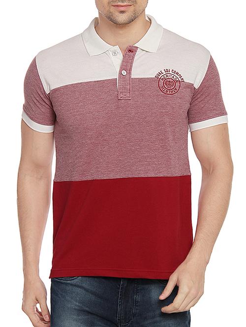 red cotton color block t-shirt - 14436686 - Very Small Image - 1