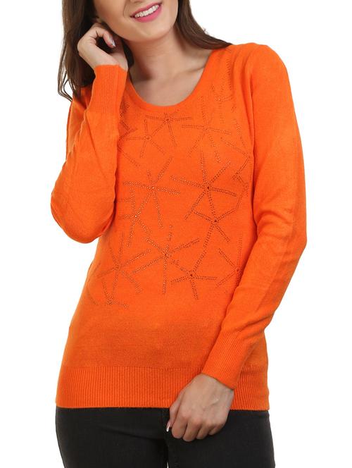 orange woolen casual sweatshirt - 14438015 - Very Small Image - 1