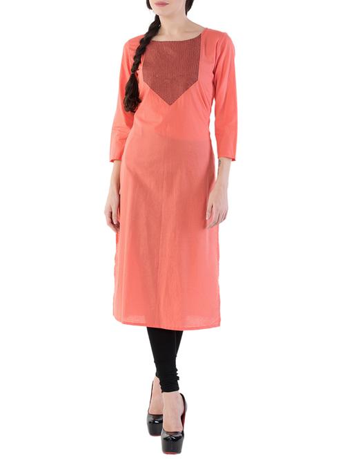 straight color block kurta - 14438518 - Very Small Image - 1