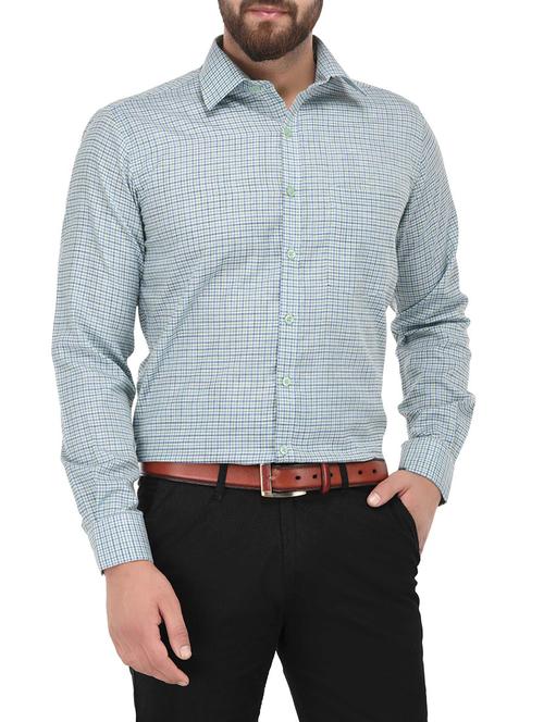 blue checks casual shirt - 14439989 - Very Small Image - 1