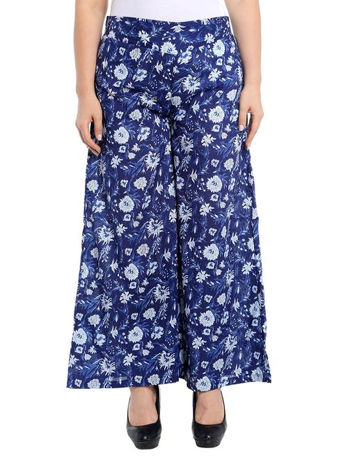 blue cotton printed palazzo - 14441837 - Very Small Image - 1