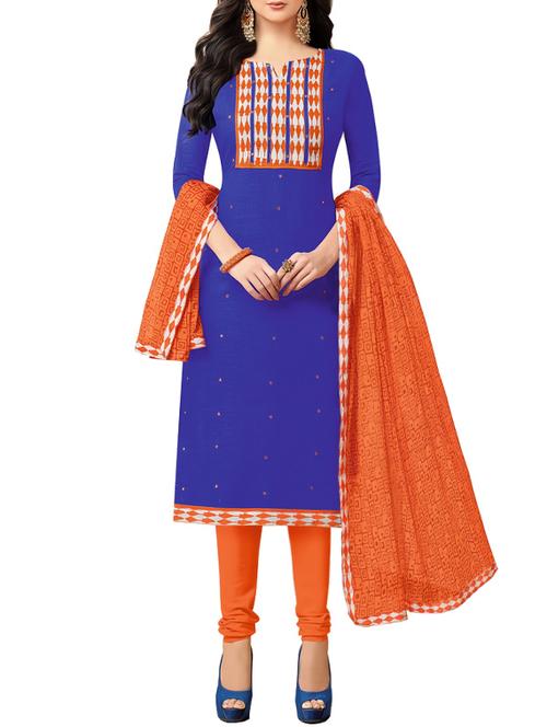 embroidered unstitched churidaar suit - 14443823 - Very Small Image - 1
