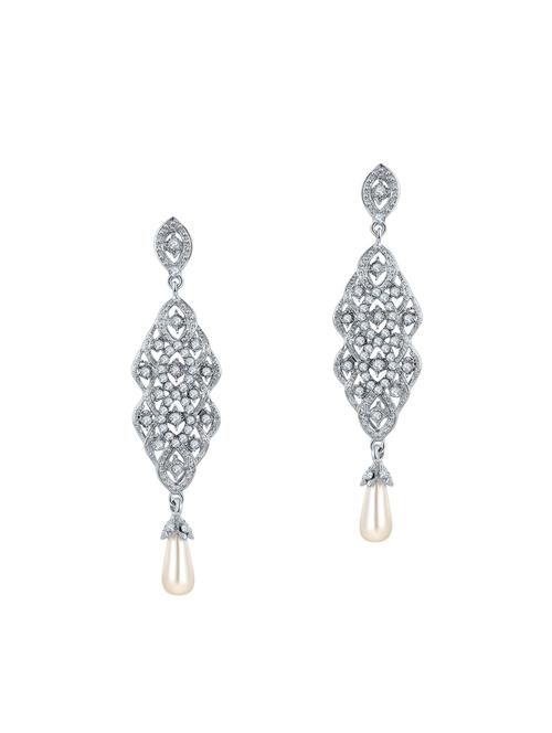 silver copper drop earrings - 14445172 - Very Small Image - 1