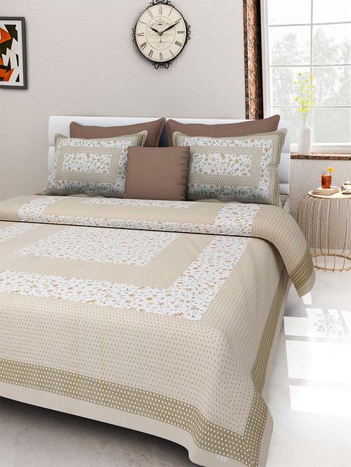 pure cotton rajasthani traditional double bed sheet with 2 pillow covers - 14446269 - Very Small Image - 1