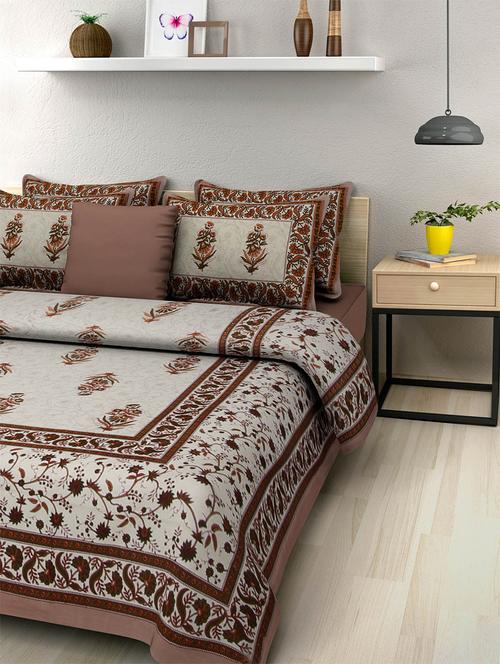 pure cotton rajasthani traditional double bed sheet with 2 pillow covers - 14446294 - Very Small Image - 1