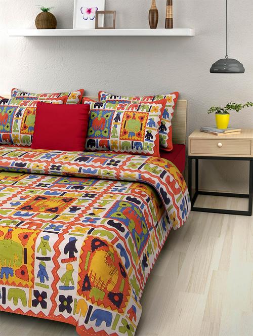 pure cotton rajasthani traditional double bed sheet with 2 pillow covers - 14446327 - Very Small Image - 1