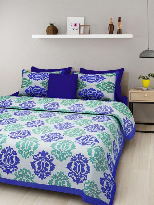 pure cotton rajasthani traditional double bed sheet with 2 pillow covers - 14446414 - Very Small Image - 1