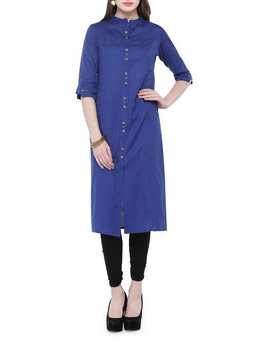 blue viscose straight kurta - 14448535 - Very Small Image - 1