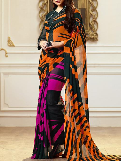 multicolored printed saree - 14449013 - Very Small Image - 1