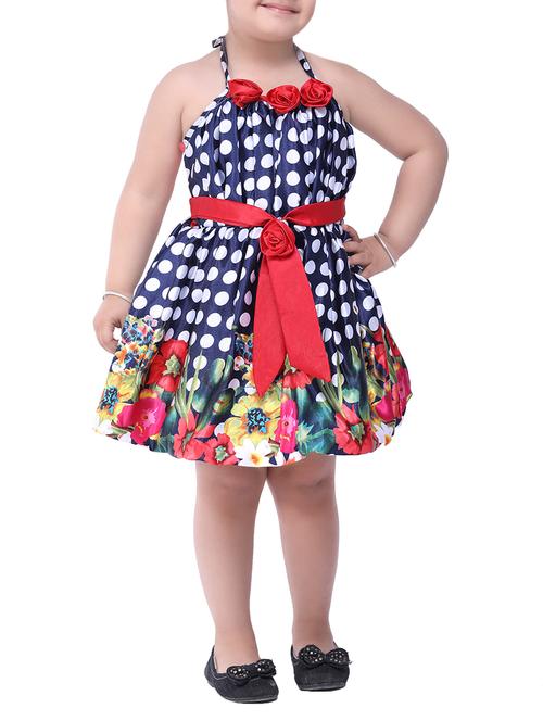 floral applique polka dotted frock - 14449539 - Very Small Image - 1