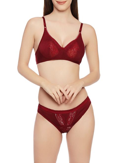 red cotton bras and panty set - 14449630 - Very Small Image - 1