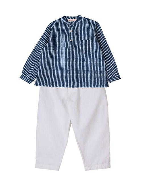 blue cotton kurta set - 14450098 - Very Small Image - 1