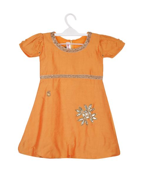 orange cotton blend frock - 14451208 - Very Small Image - 1