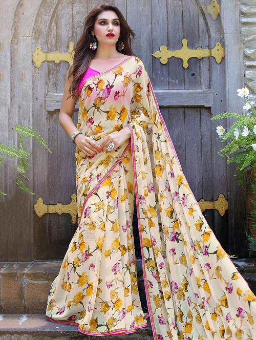 multicolour georgette printed saree - 14451497 - Very Small Image - 1