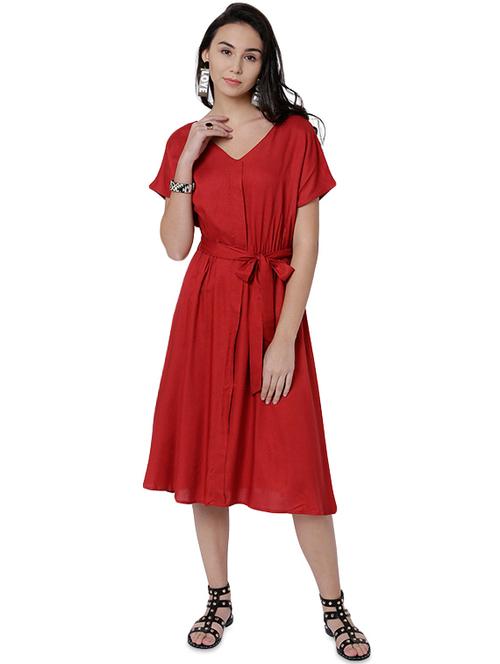 red belted dress - 14451866 - Very Small Image - 1