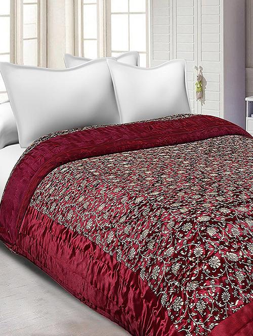 floral print silk double quilt - 14452404 - Very Small Image - 1