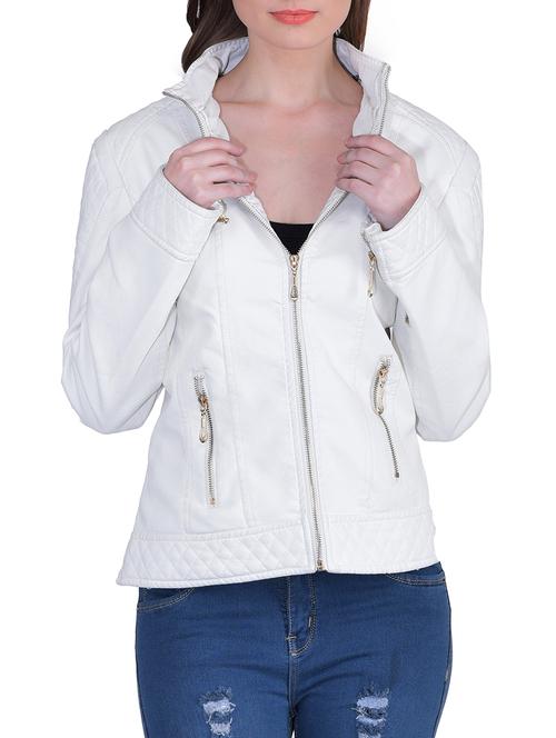 white leatherette jacket - 14453383 - Very Small Image - 1