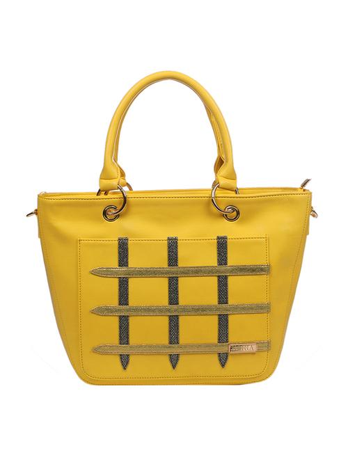 yellow leatherette regular handbag - 14453564 - Very Small Image - 1