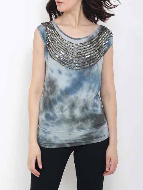 blue embellished straight top - 14453755 - Very Small Image - 1