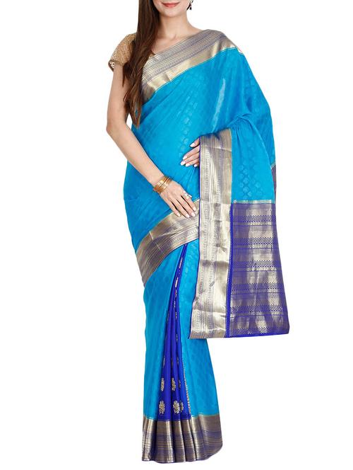 the chennai silks blue mysore silk saree - 14454360 - Very Small Image - 1