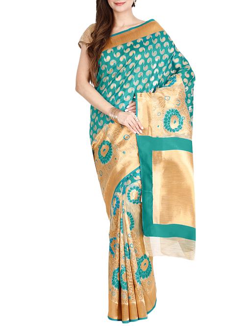the chennai silks green tussar saree - 14454376 - Very Small Image - 1