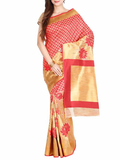the chennai silks red tussar saree - 14454378 - Very Small Image - 1