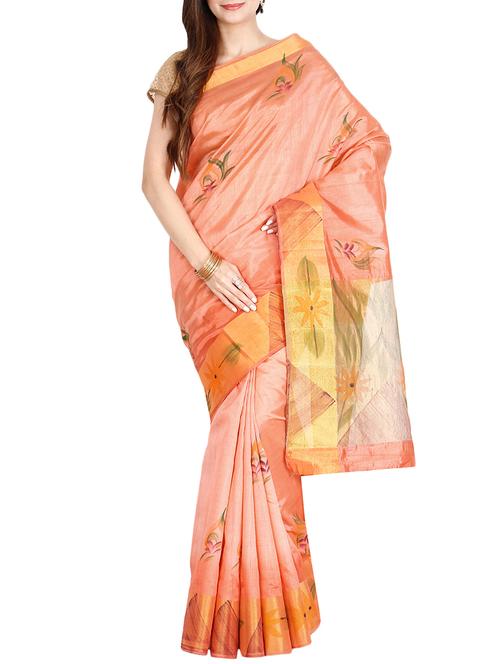the chennai silks peach banarasi saree - 14454379 - Very Small Image - 1