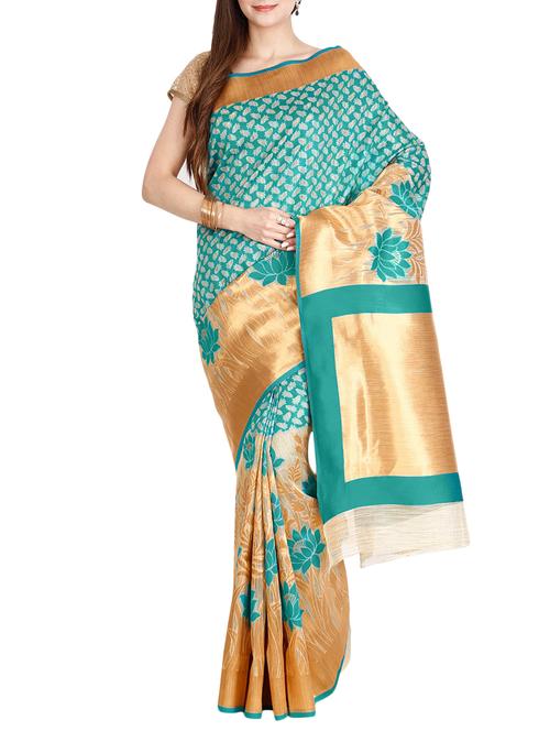 the chennai silks green tussar saree - 14454382 - Very Small Image - 1