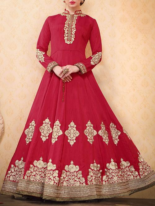 red flared suit semi-stitched suit - 14455318 - Very Small Image - 1