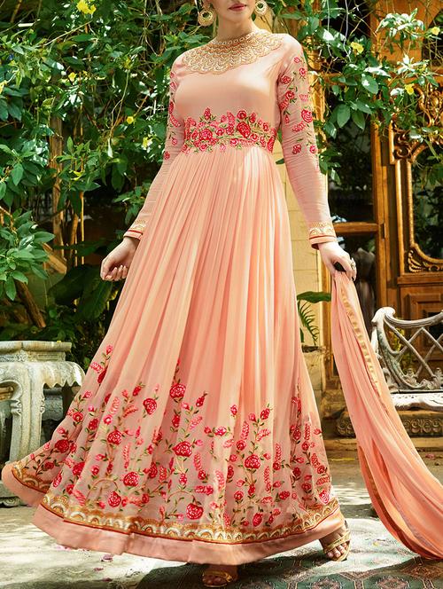 embroidered semi-stitched salwar suit - 14455322 - Very Small Image - 1