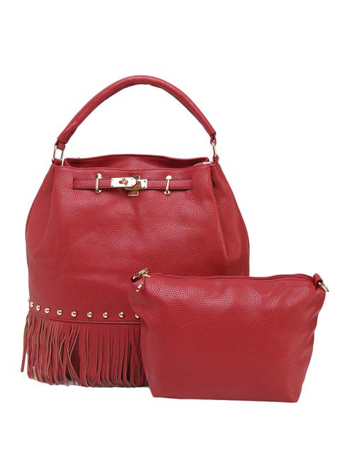 red leatherette hobo handbag - 14456731 - Very Small Image - 1