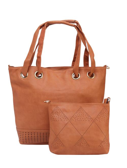tan leatherette regular handbag - 14456732 - Very Small Image - 1