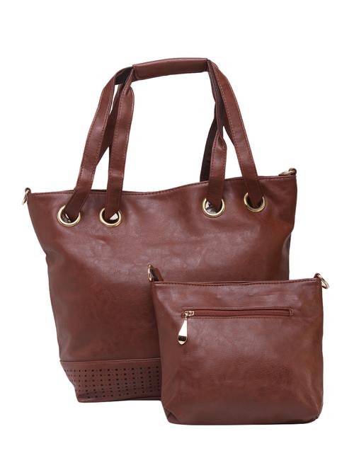 brown leatherette regular handbag - 14456734 - Very Small Image - 1