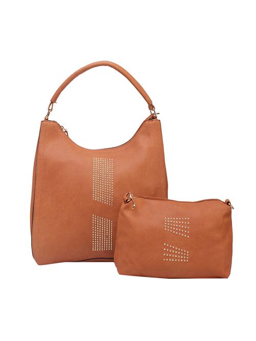 tan leatherette hobo handbag - 14456766 - Very Small Image - 1