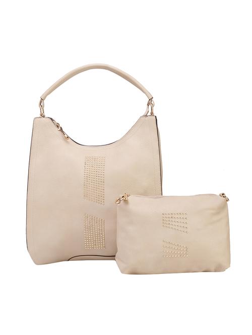 cream leatherette hobo handbag - 14456768 - Very Small Image - 1