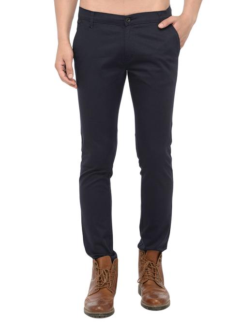navy blue cotton chinos casual trousers - 14457191 - Very Small Image - 1
