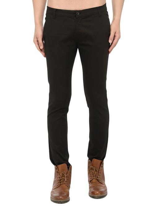 black cotton chinos casual trousers - 14457192 - Very Small Image - 1