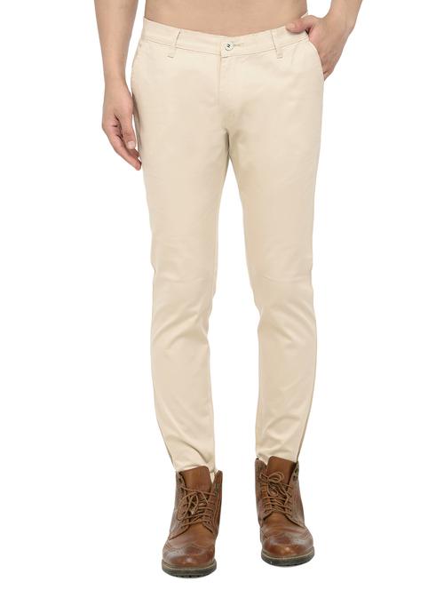 beige solid chinos - 14457194 - Very Small Image - 1