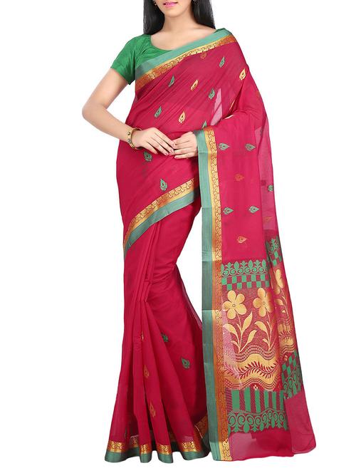 pink kora silk chettinad saree with blouse - 14458052 - Very Small Image - 1