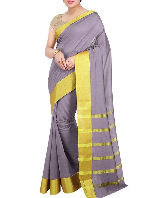 purple kora silk chettinad saree with blouse - 14458059 - Very Small Image - 1
