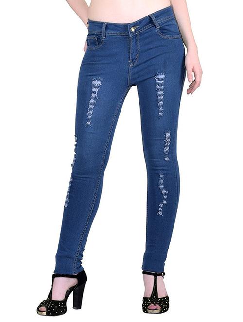 blue denim distressed jeans - 14458195 - Very Small Image - 1