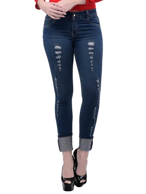 blue denim distressed jeans - 14458203 - Very Small Image - 1