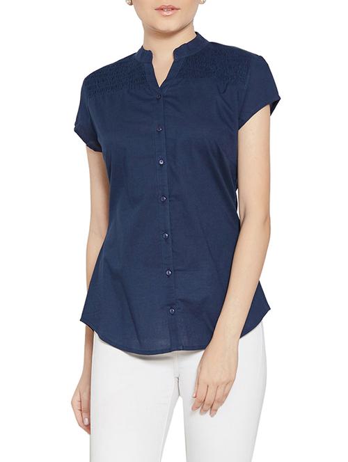 navy blue buttoned top - 14458243 - Very Small Image - 1
