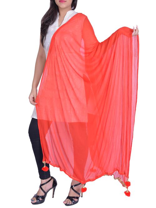 red chiffon plain dupatta - 14459274 - Very Small Image - 1