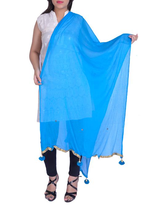 sky blue chiffon plain dupatta - 14459275 - Very Small Image - 1